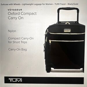 Tumi Black and Gold Oxford Compact Carry-On